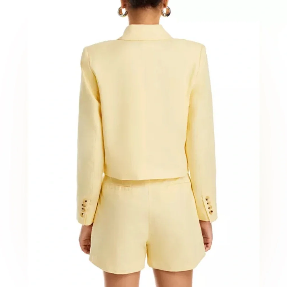 Aqua Butter Yellow Double Breasted Cropped Blazer Jacket Size Small - Picture 2 of 11